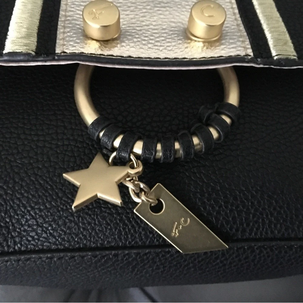 Foley + Corinna NWOT!!!! REESE SATCHEL/ CROSSBODY IN BLACK STRIPE - Picture 3 of 10